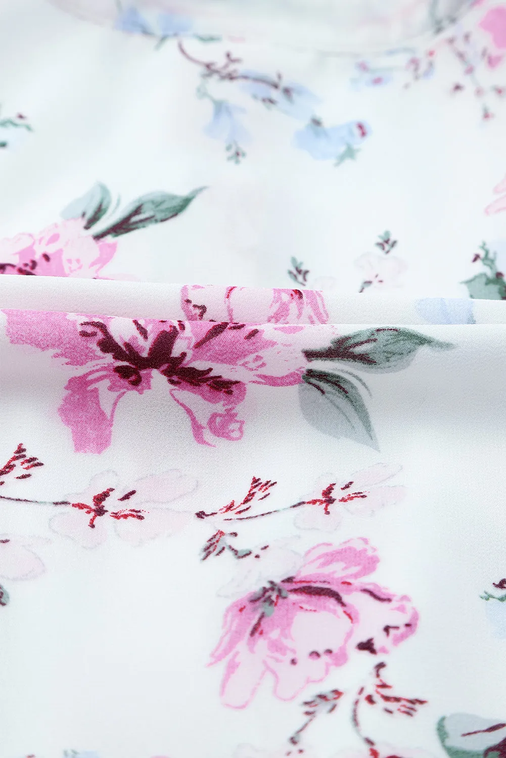 Vintage Floral Print Drawstring Flowy Dress