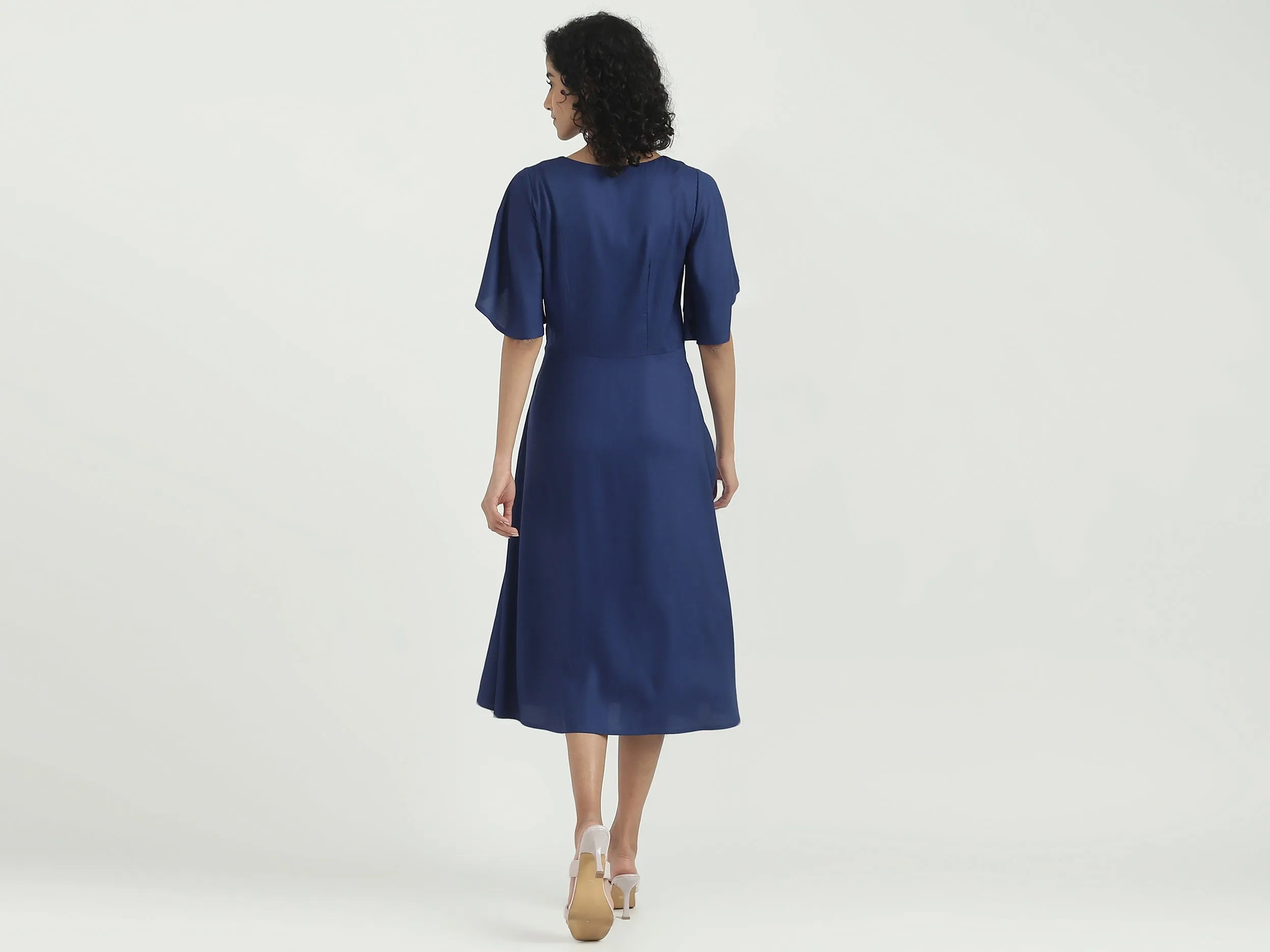 Viscose Solid V-Neck Women Dresses