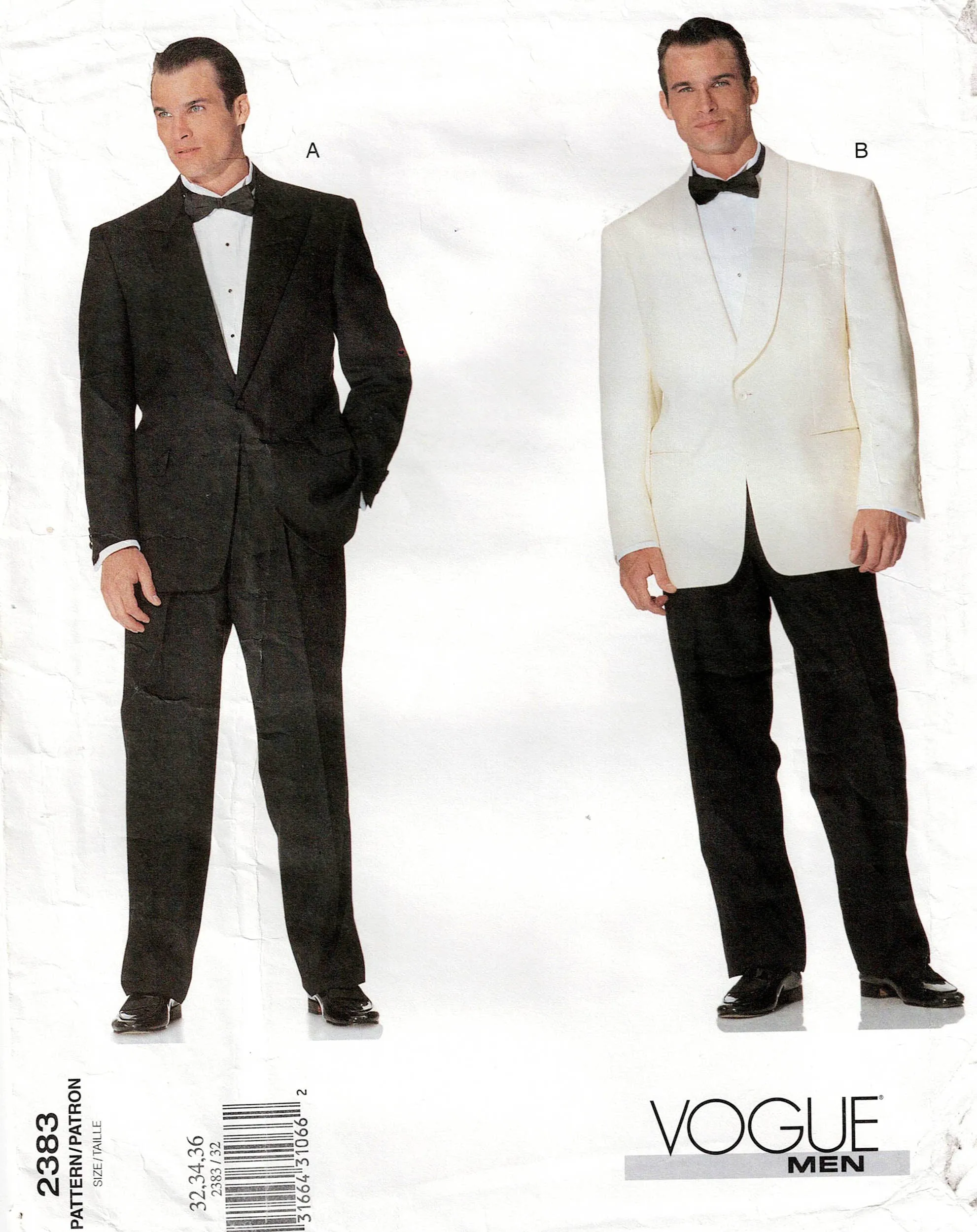 Vogue 2383 Mens Tailored Jacket & Pants Prom Formal Wedding Sewing Pattern Size 32 - 36 UNCUT Factory Folded