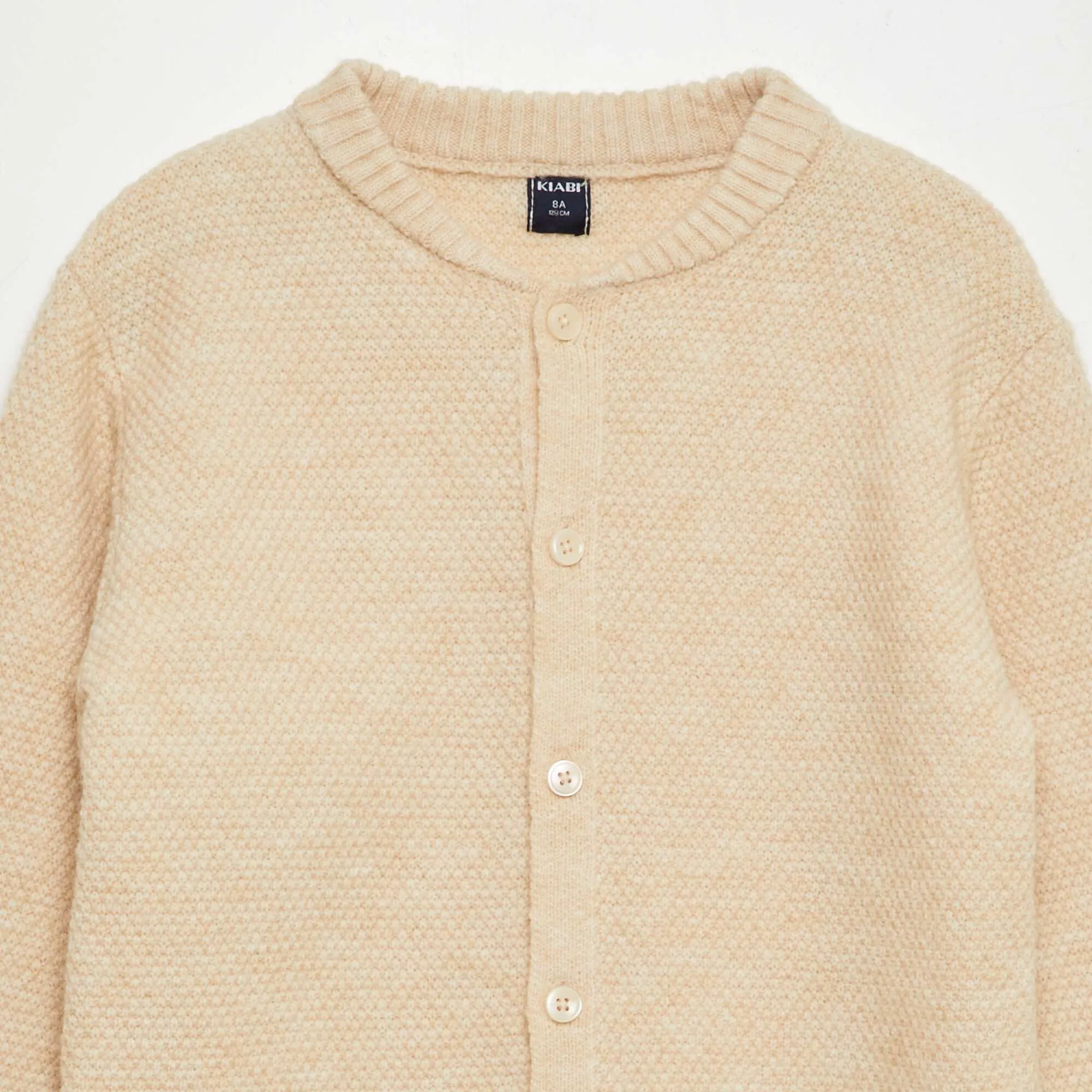 Warm garter stitch cardigan BEIGE