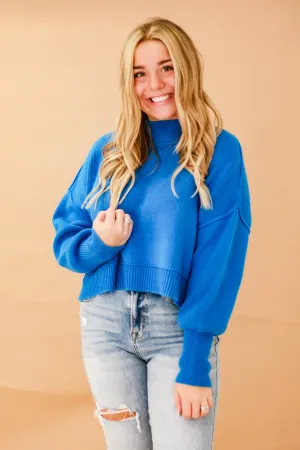 We Have a Warm Feeling Cropped Sweater in Winter Blue