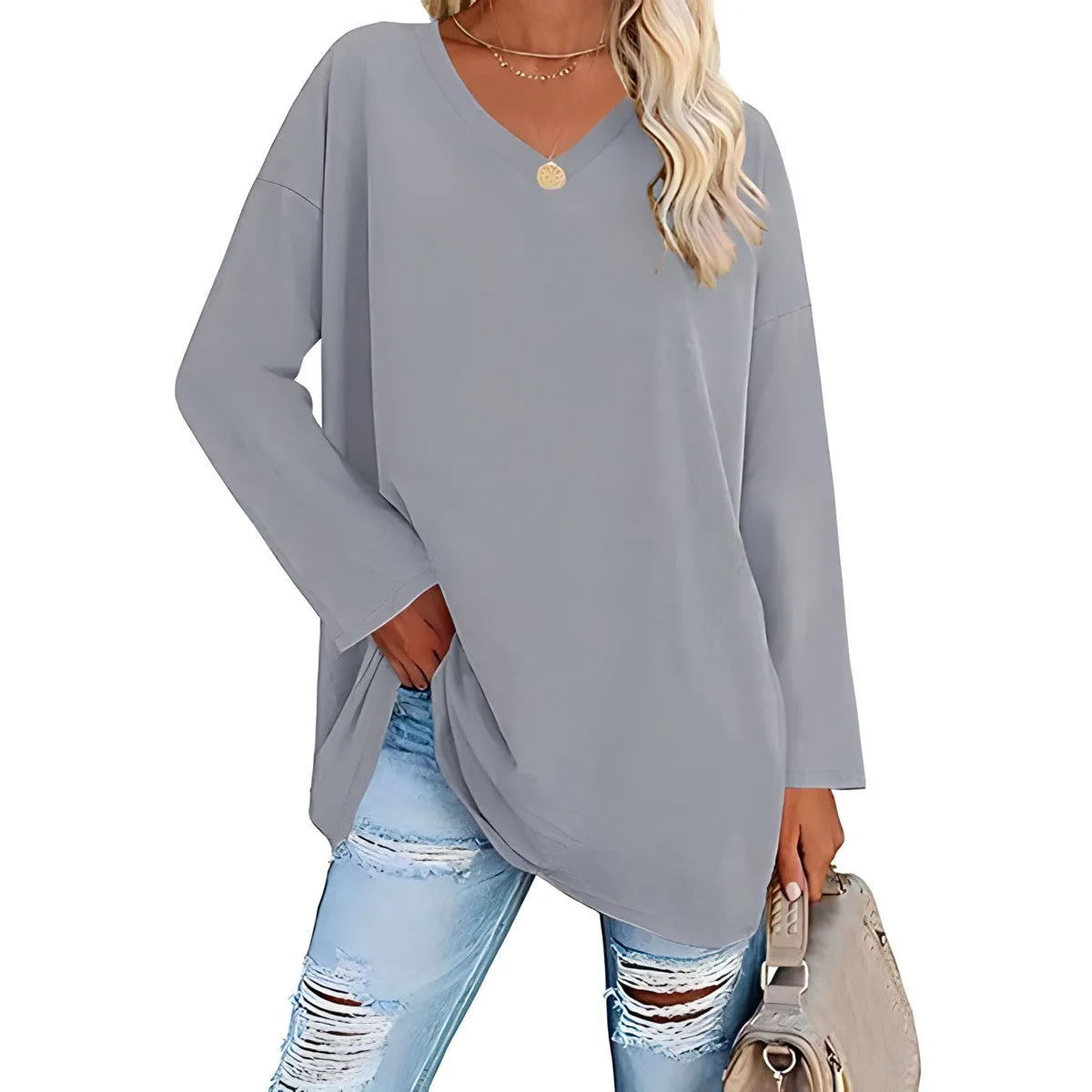 Wendy™ Long-sleeved jumper with V-neckline
