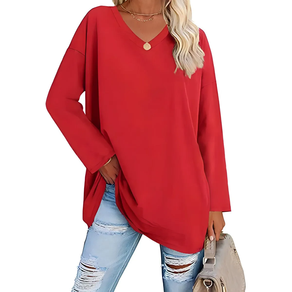 Wendy™ Long-sleeved jumper with V-neckline