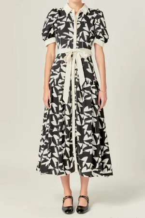White and Black Printed Dress