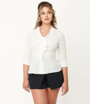 White Bow Olivia Blouse -