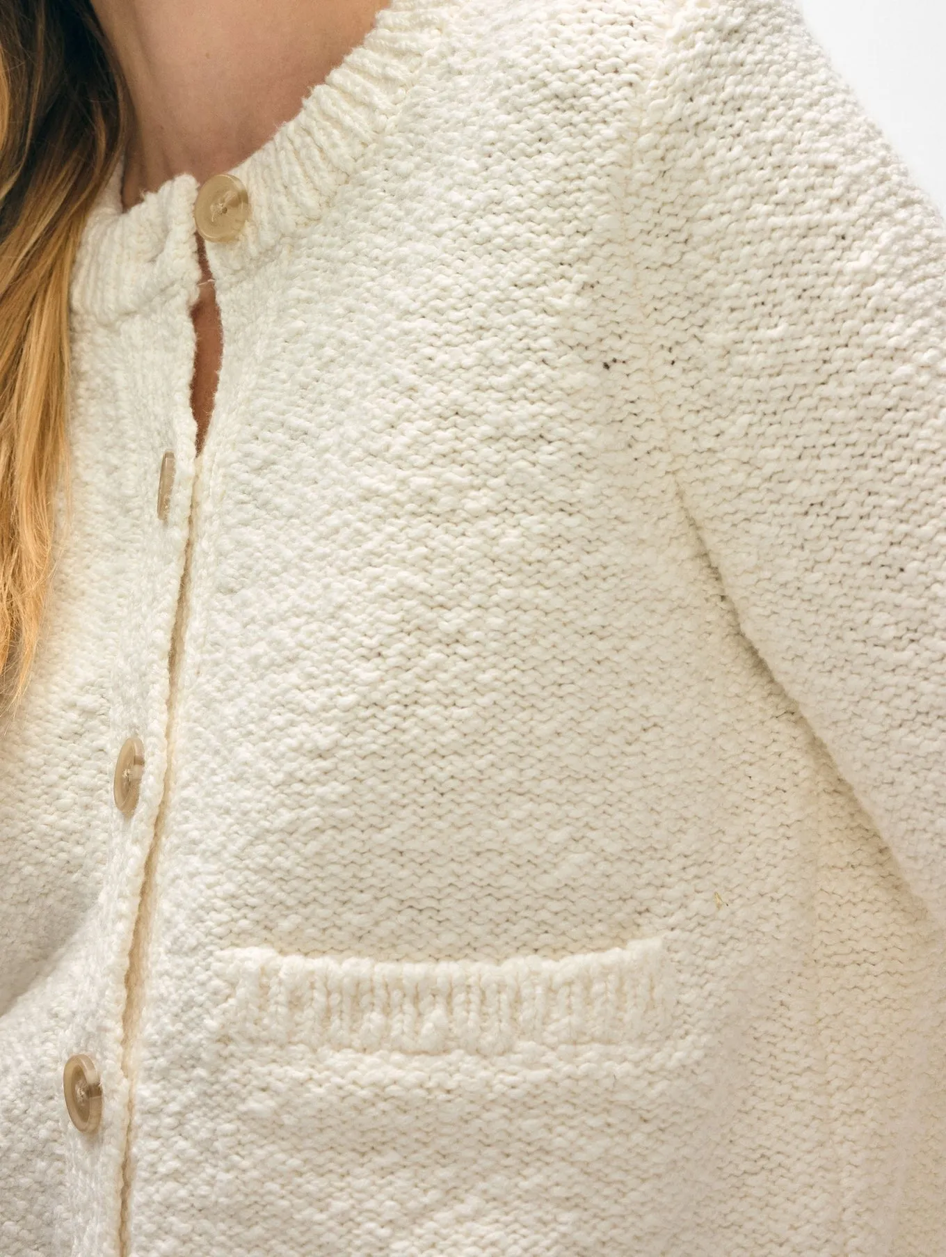 White   Warren Cotton Slub Pocket Cardigan