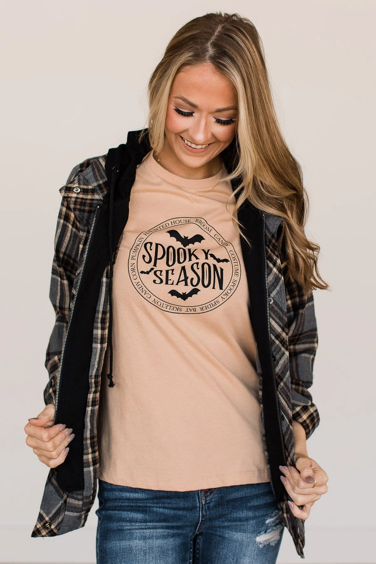 Wickedly Cute "Spooky Season" Graphic Tee- Nude