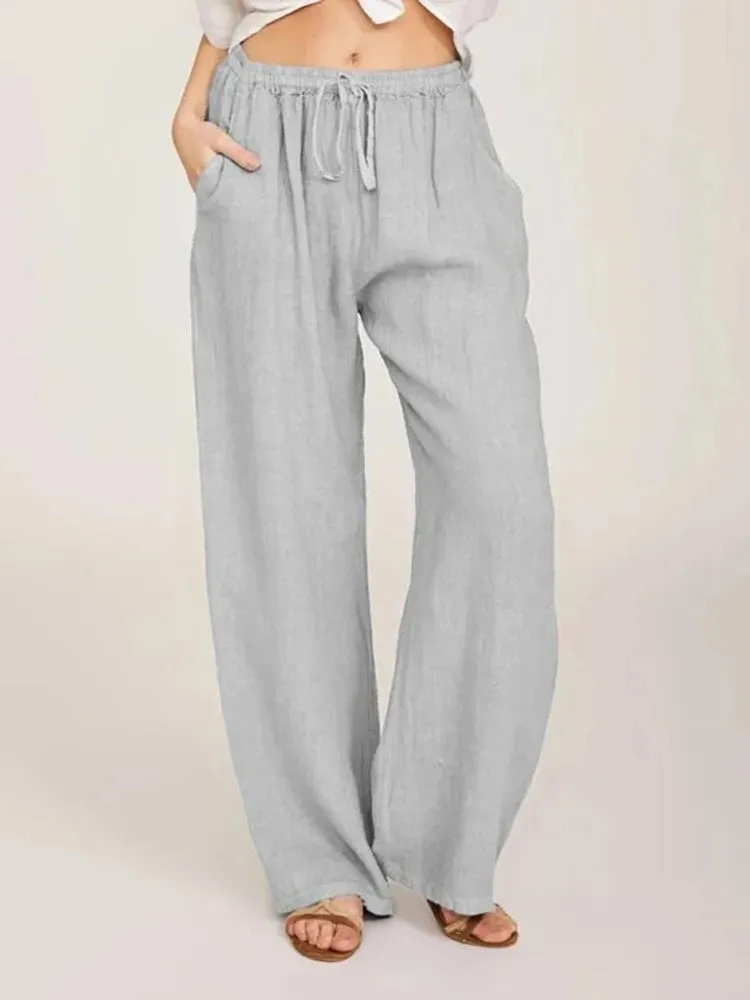Wide-Leg Elastic Trousers