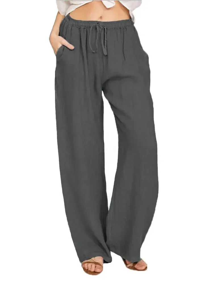 Wide-Leg Elastic Trousers