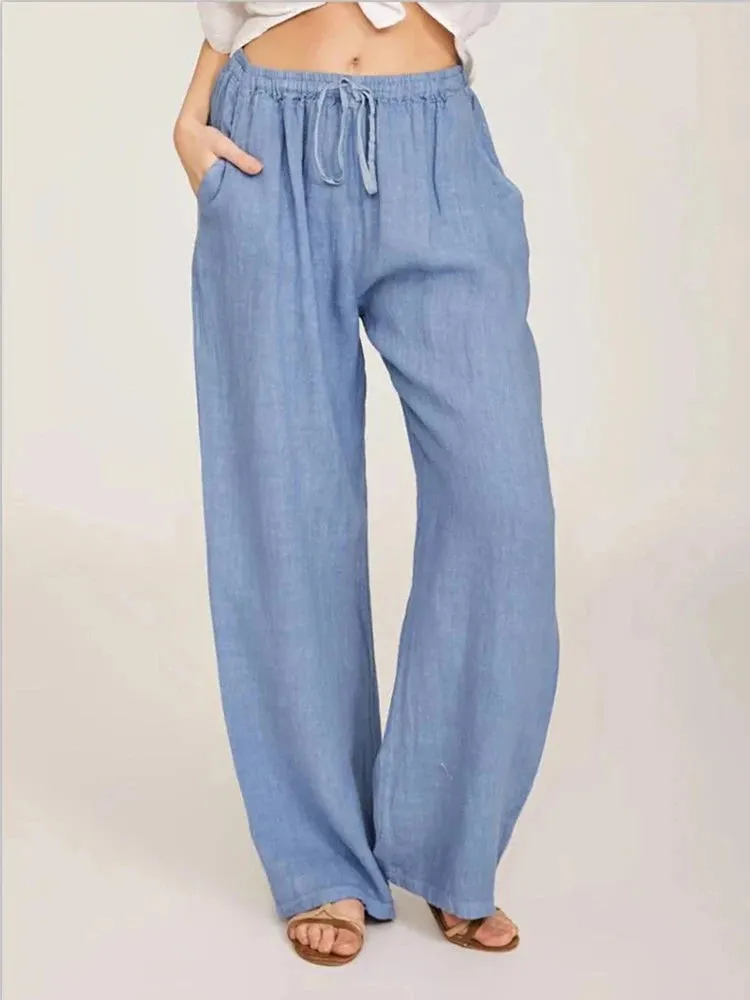 Wide-Leg Elastic Trousers
