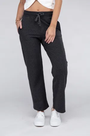 Wide Leg Lounge Pants with Drawstrings – Relaxed Fit with Pockets