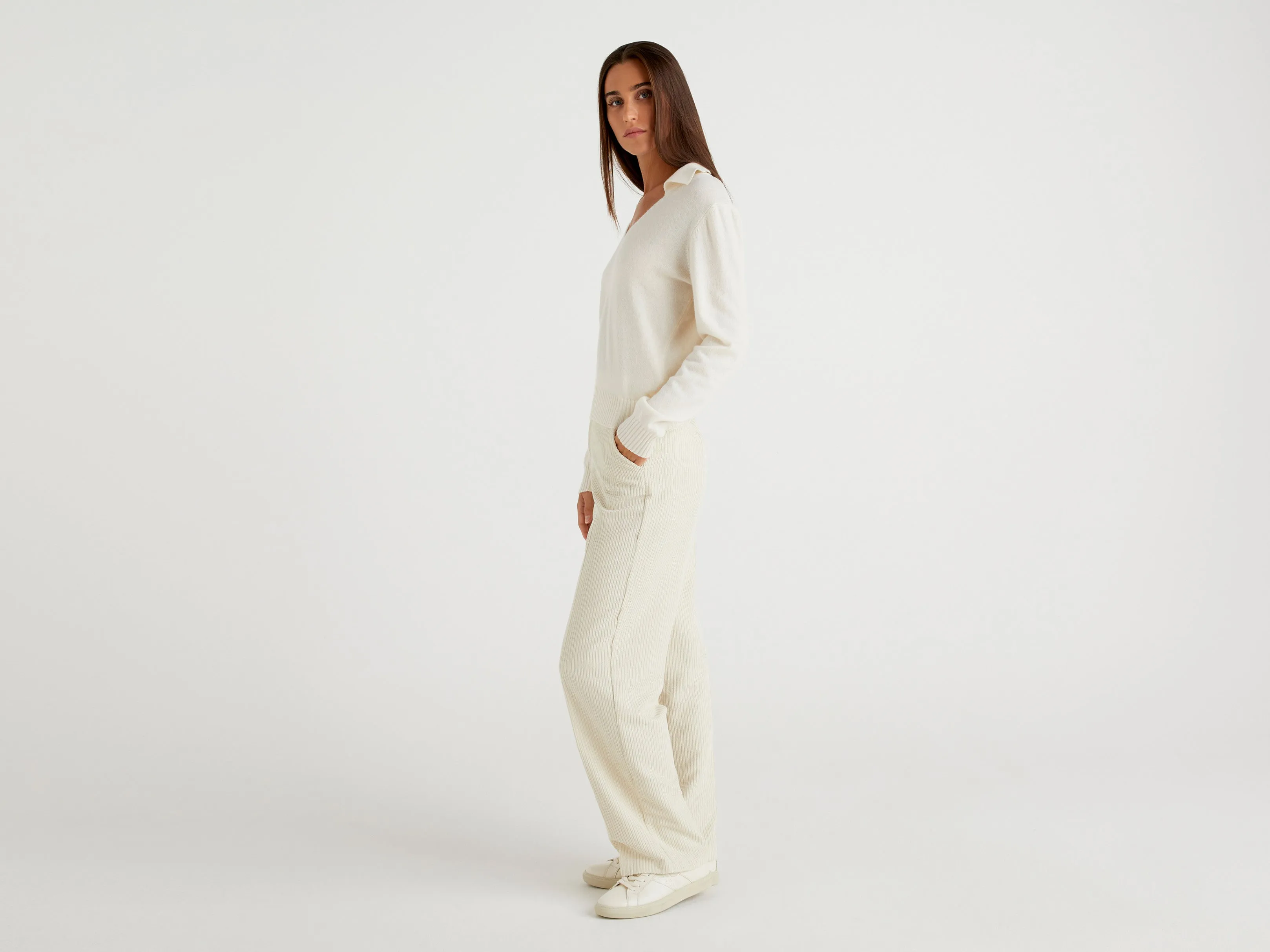 Women Ribbed Straight Fit Trousers