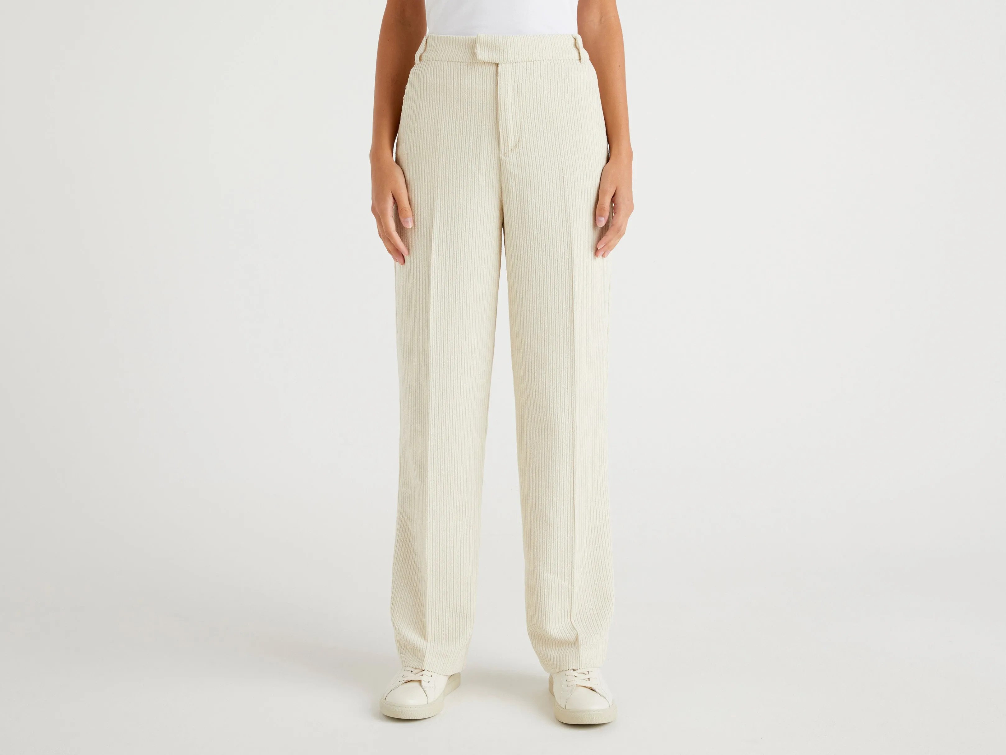 Women Ribbed Straight Fit Trousers