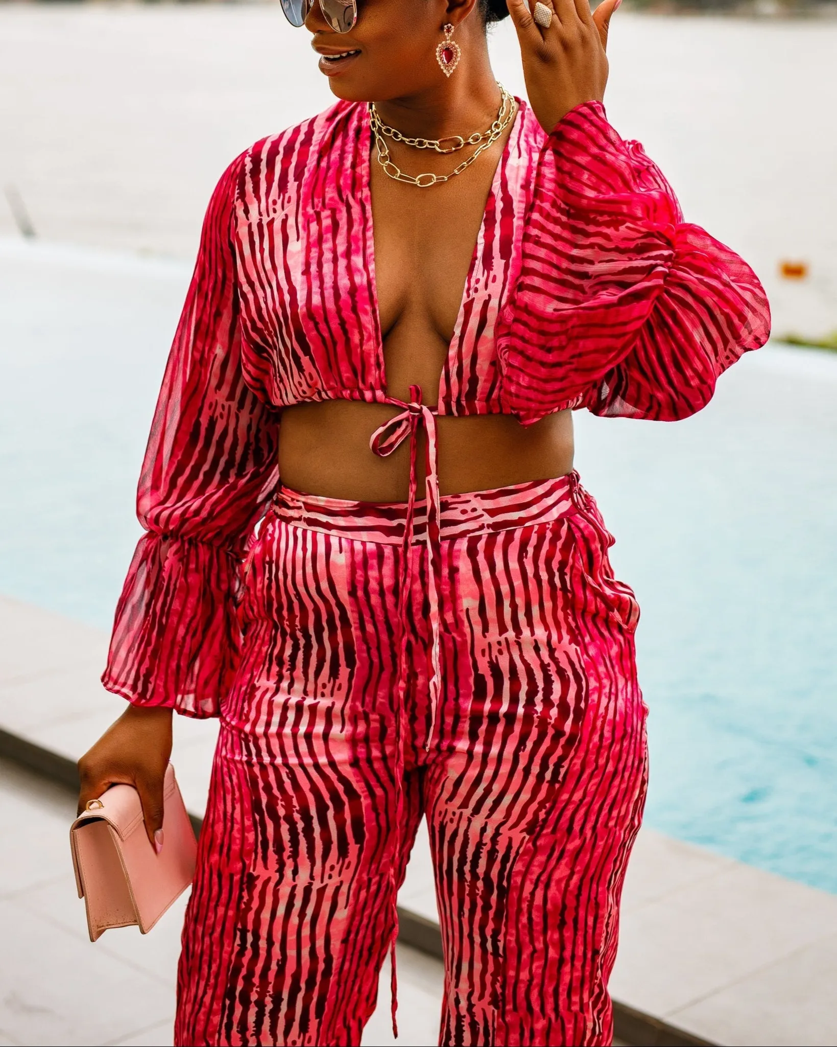 Women's Casual Printed Pants and Top Two-Piece Set