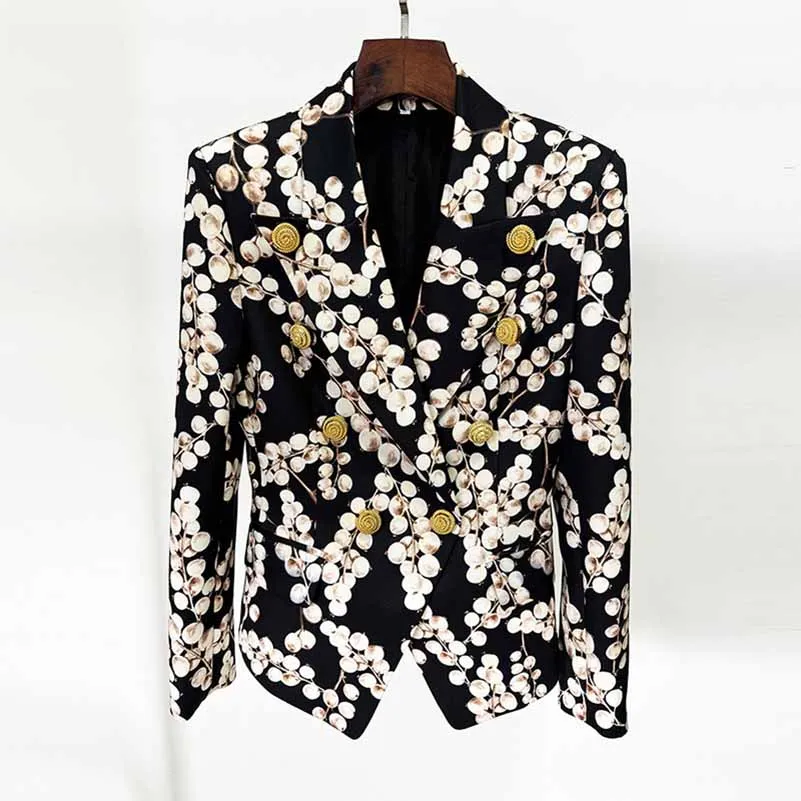 Women's Graphic Printed Pants Set Gold Buttons Two Pieces Pantsuit