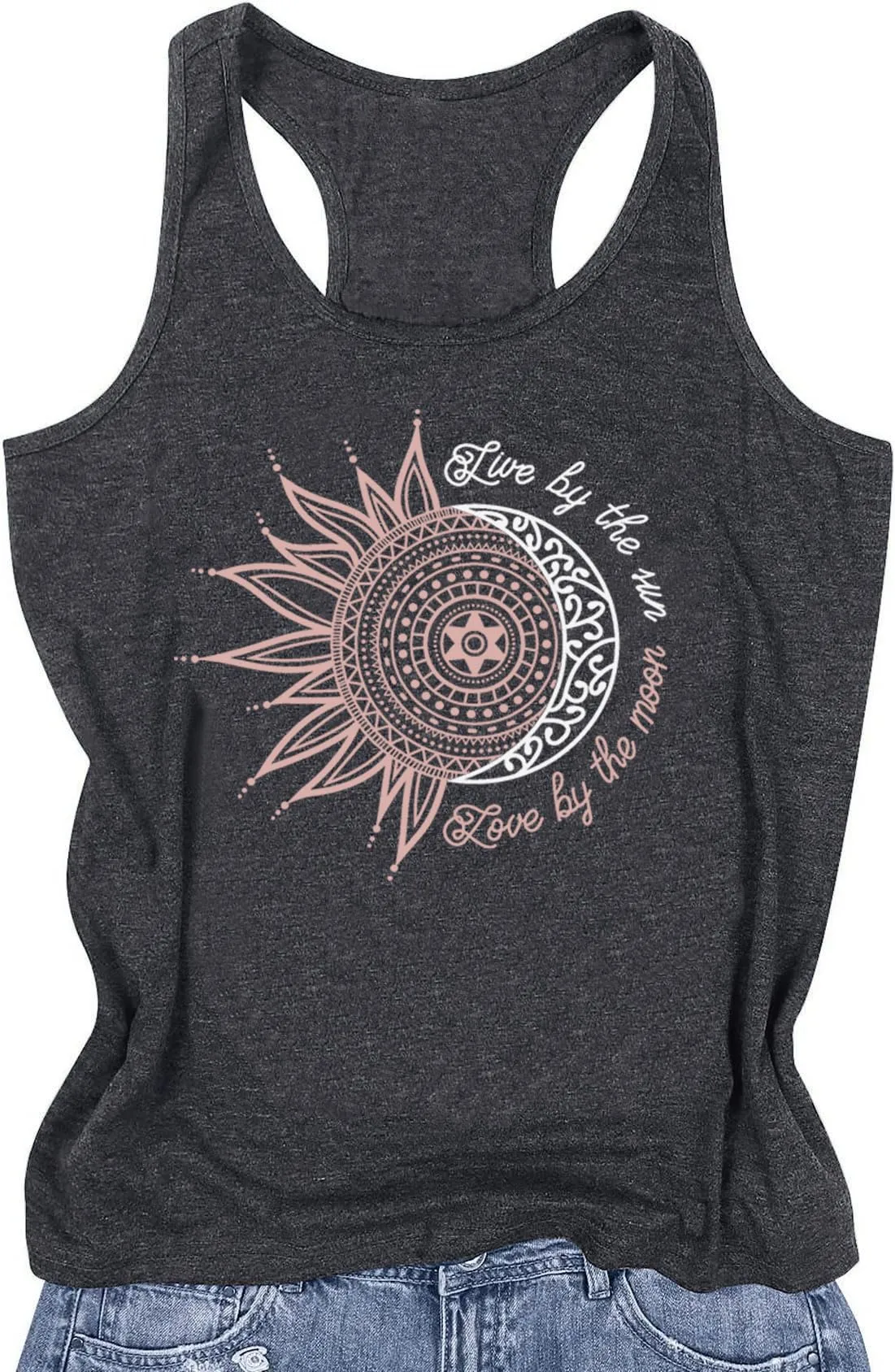 Womens Mandala Graphic Tank Tops Summer Racerback Tanks Beach Vacation Tops Loose Casual Tanks Vest Classic-Fit Cami