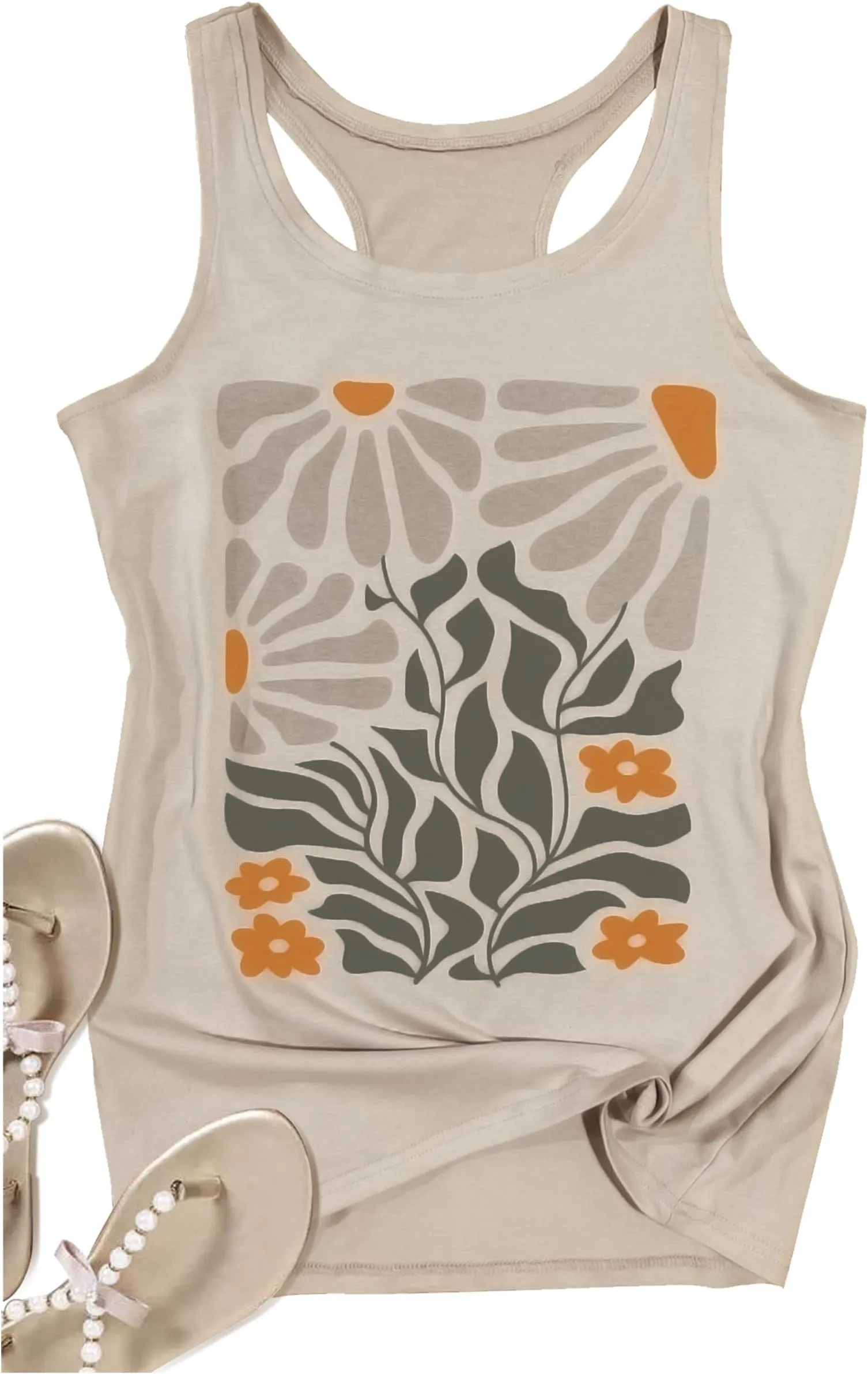 Womens Mandala Graphic Tank Tops Summer Racerback Tanks Beach Vacation Tops Loose Casual Tanks Vest Classic-Fit Cami