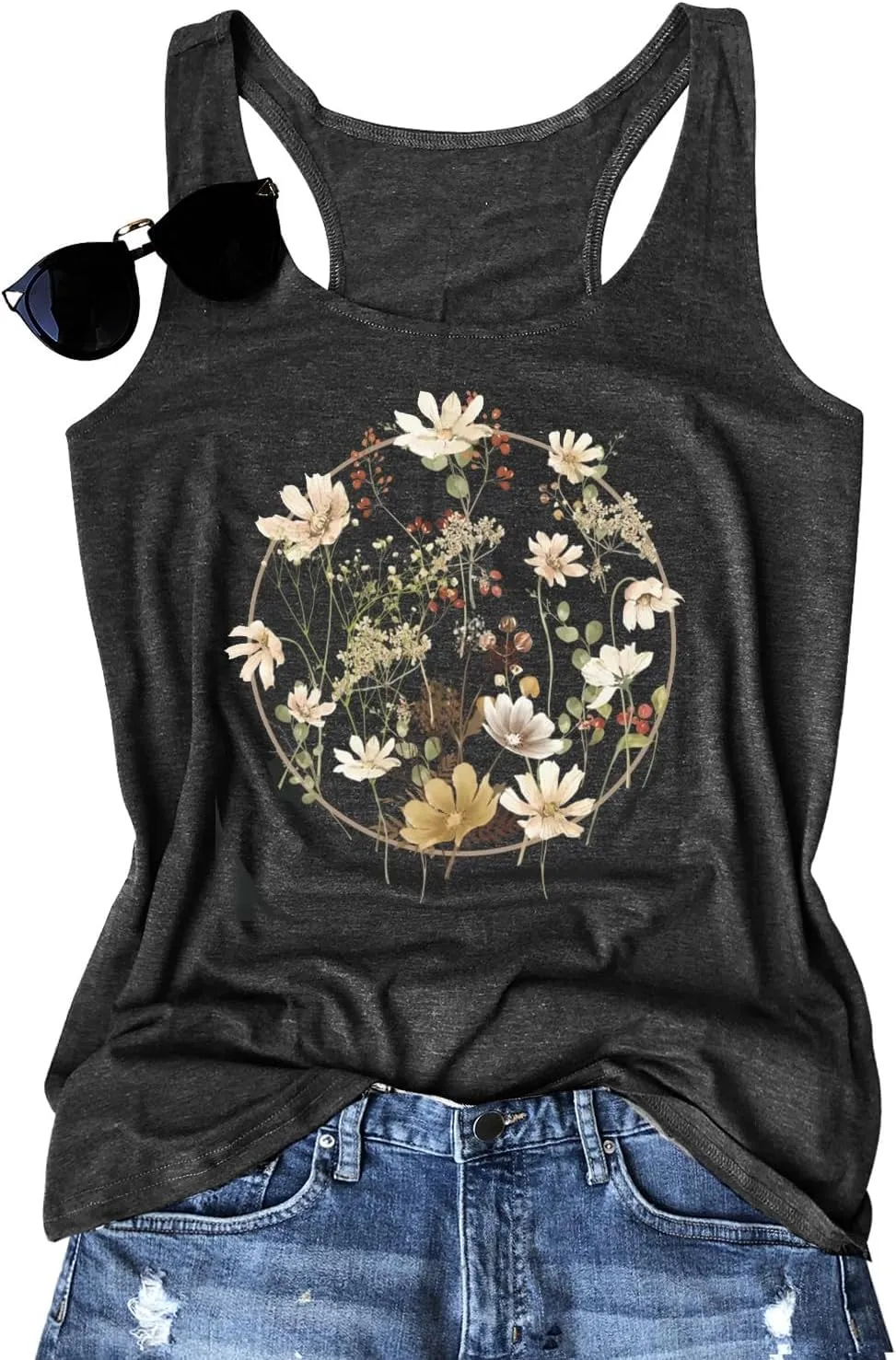 Womens Mandala Graphic Tank Tops Summer Racerback Tanks Beach Vacation Tops Loose Casual Tanks Vest Classic-Fit Cami