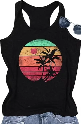 Womens Mandala Graphic Tank Tops Summer Racerback Tanks Beach Vacation Tops Loose Casual Tanks Vest Classic-Fit Cami