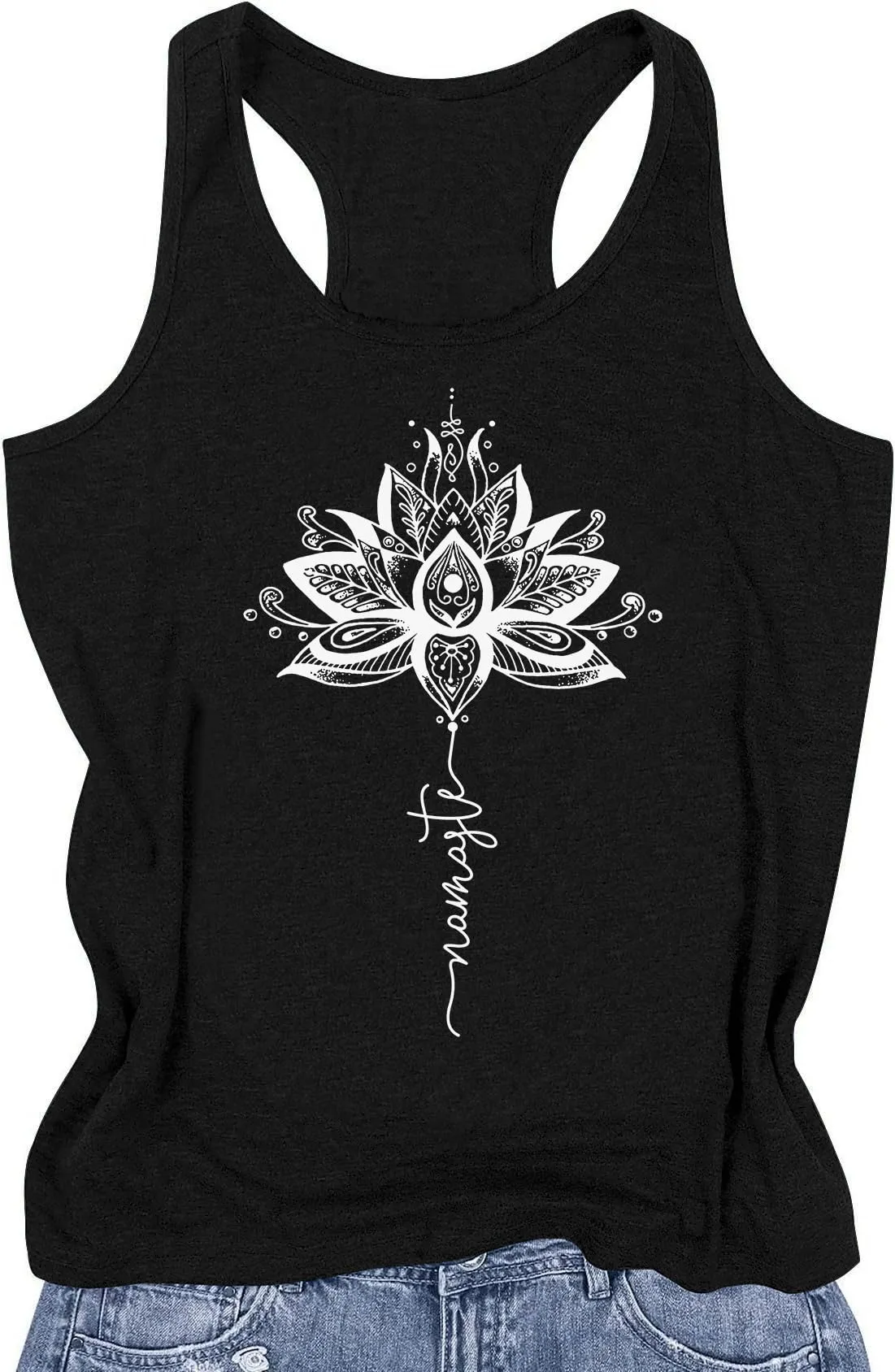 Womens Mandala Graphic Tank Tops Summer Racerback Tanks Beach Vacation Tops Loose Casual Tanks Vest Classic-Fit Cami