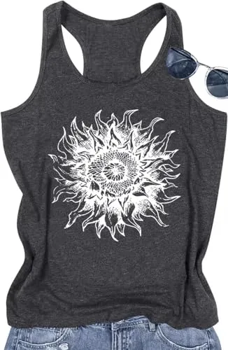 Womens Mandala Graphic Tank Tops Summer Racerback Tanks Beach Vacation Tops Loose Casual Tanks Vest Classic-Fit Cami