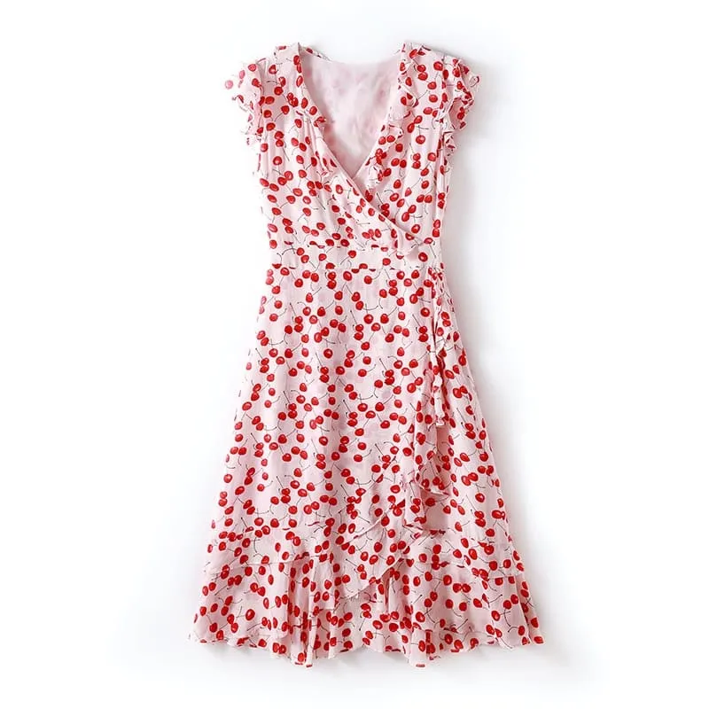 Women's Ruffled Printed A-Line Dress