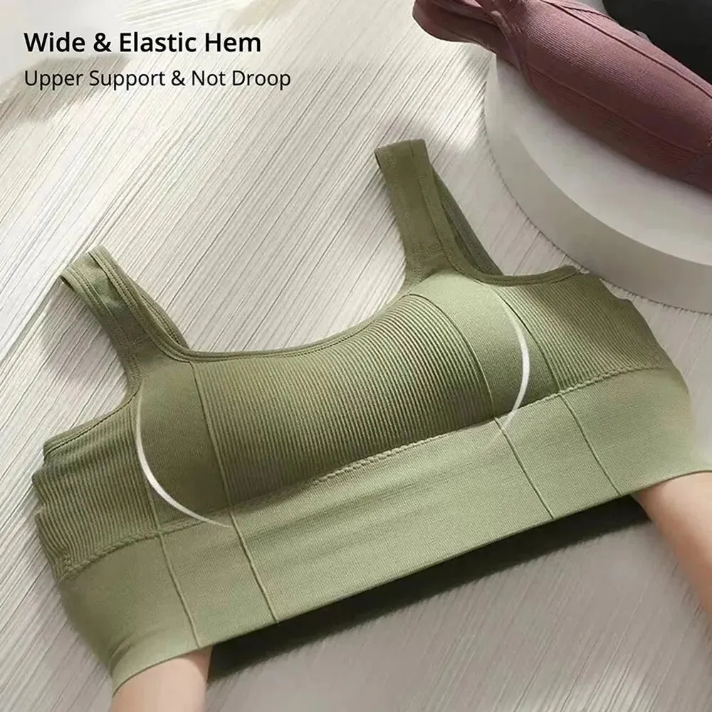 Women's Seamless Crop Tops with Built-In Bras - Wire-Free Padded Support