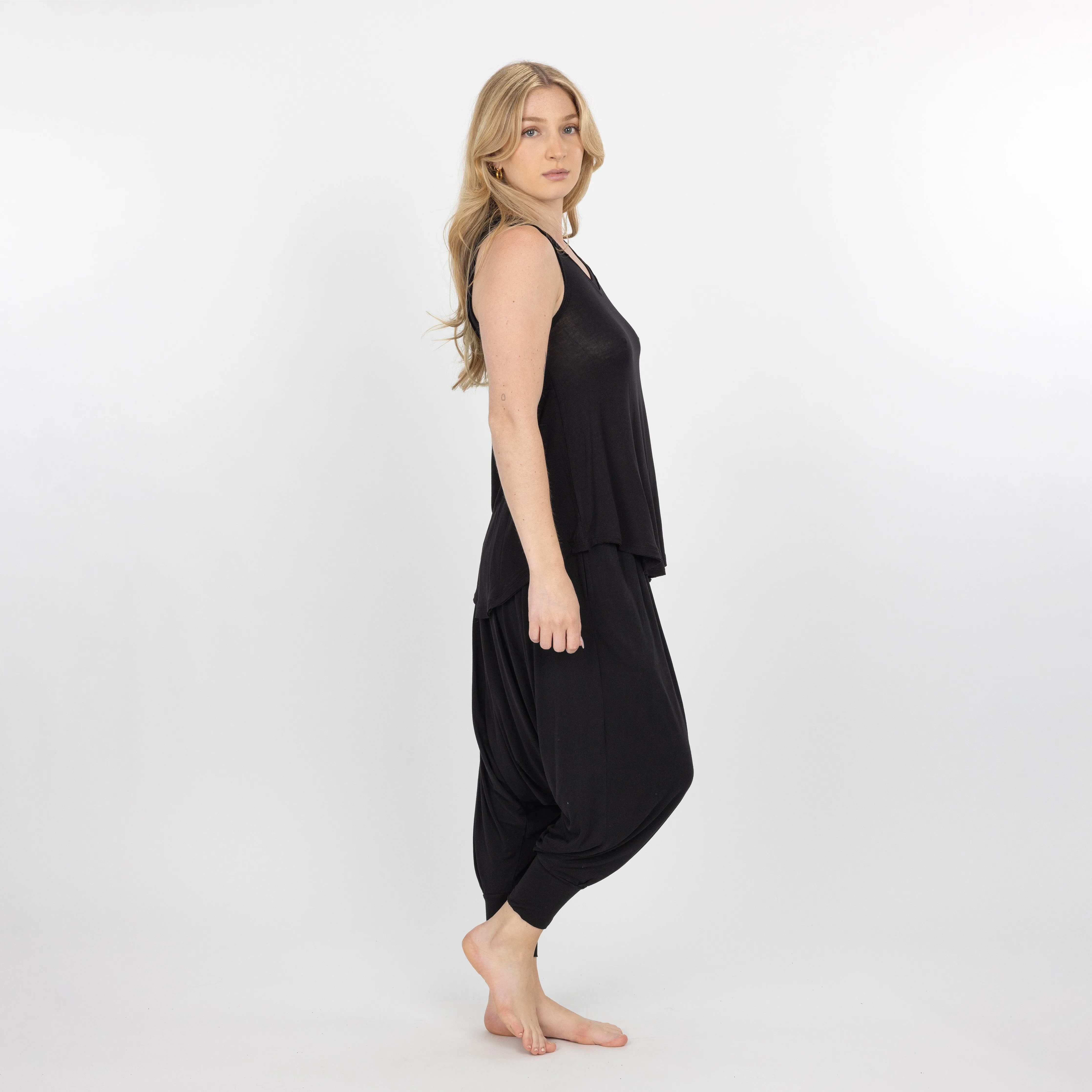 Womens V-neck Swing Tank - Black