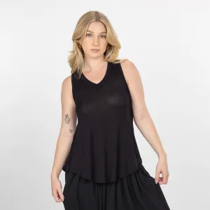 Womens V-neck Swing Tank - Black