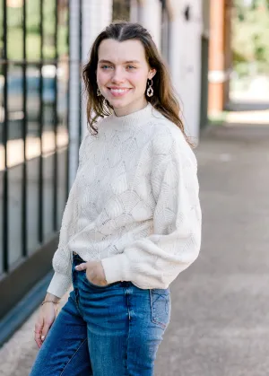 X Shell Stitch Ivory Shimmer Sweater