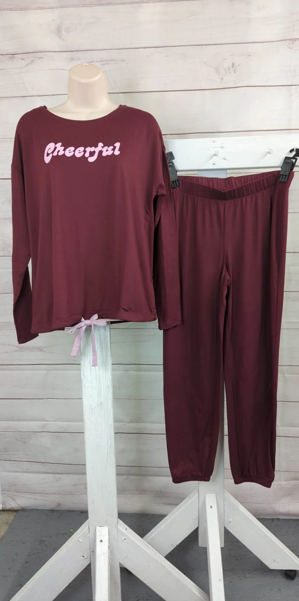 XSMALL MULBERRY A462667 AnyBody Regular Lush Jersey Winter Script Lounge Set