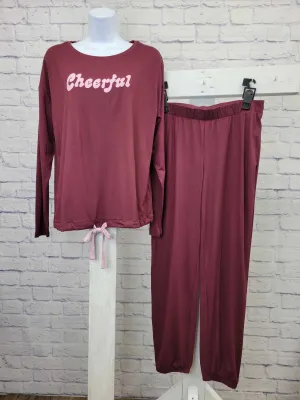 XSMALL MULBERRY A462667 AnyBody Regular Lush Jersey Winter Script Lounge Set