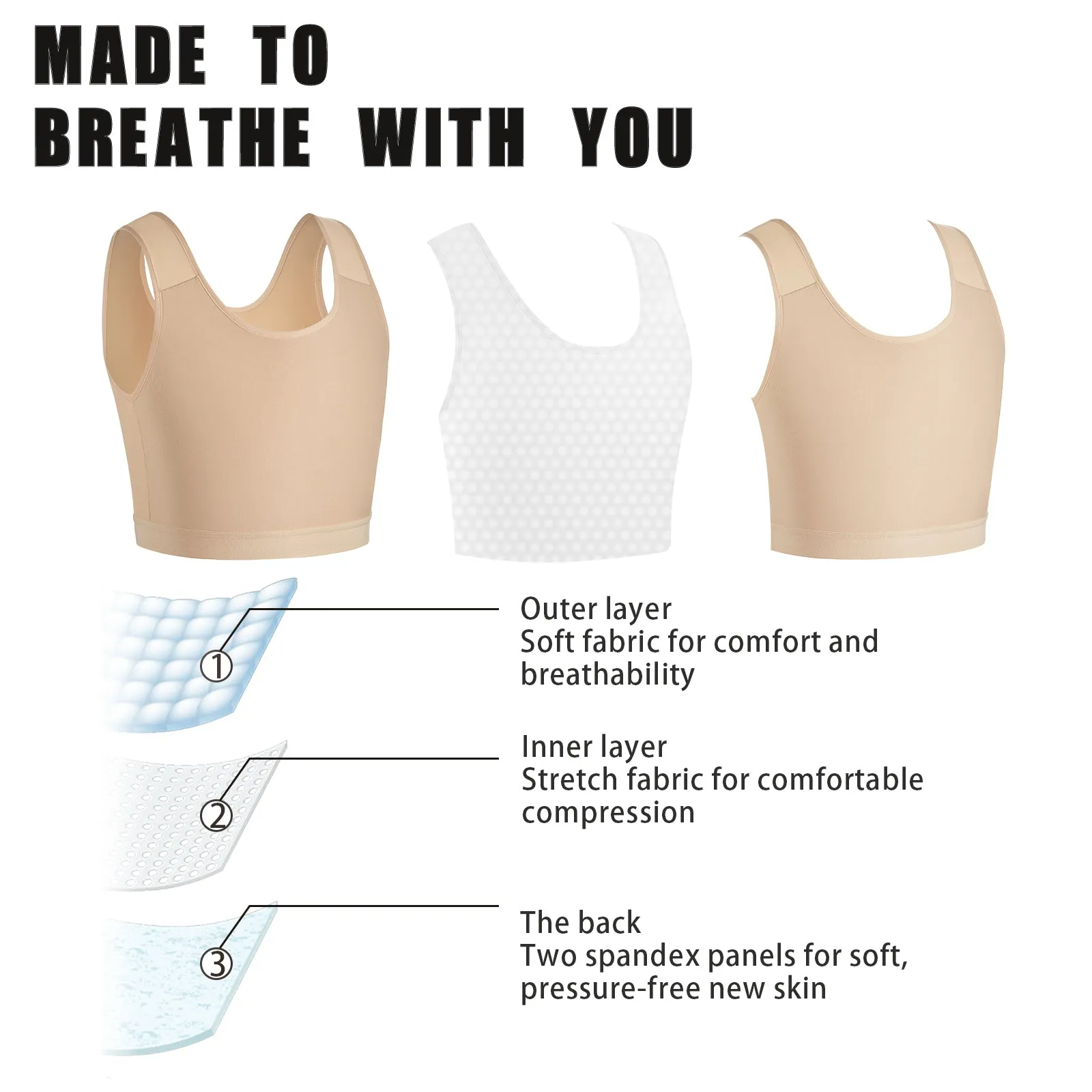 XUJI Breathable Tank Chest Binder Pullover Binder - XUJI Srore