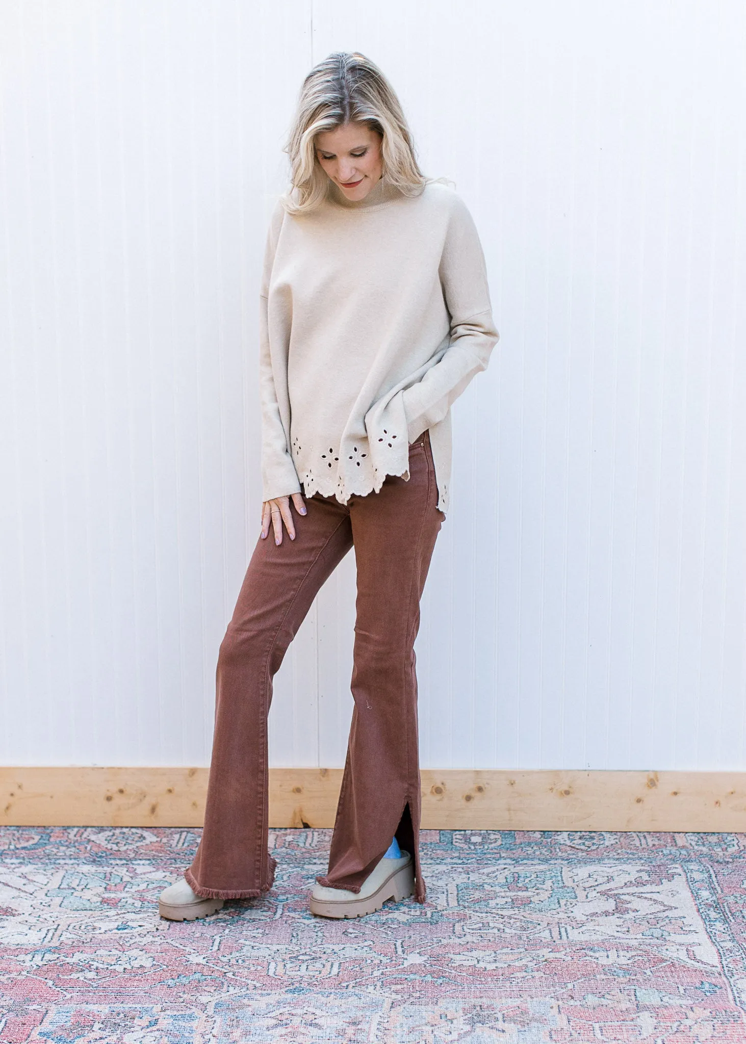 XZ Oatmeal Cut out Sweater