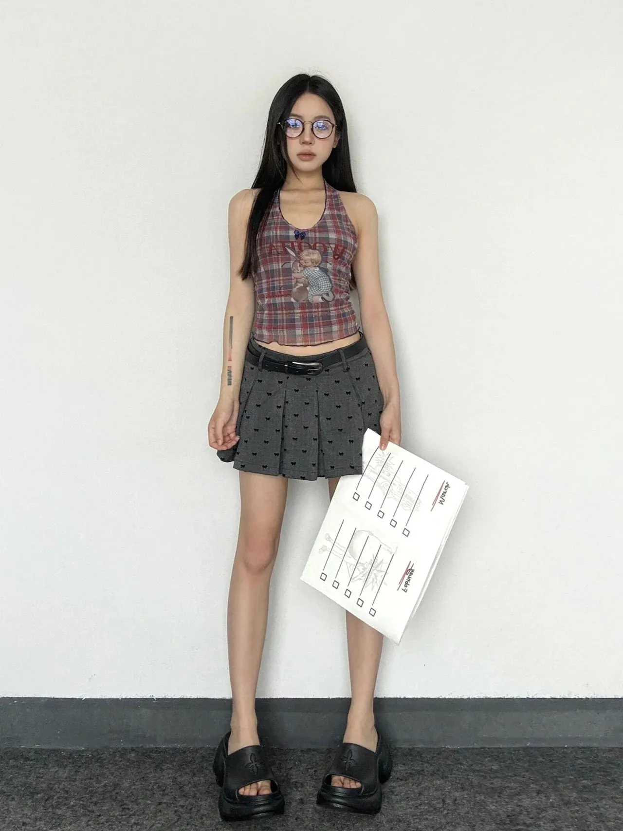 Y2K Plaid Halter Neck Top