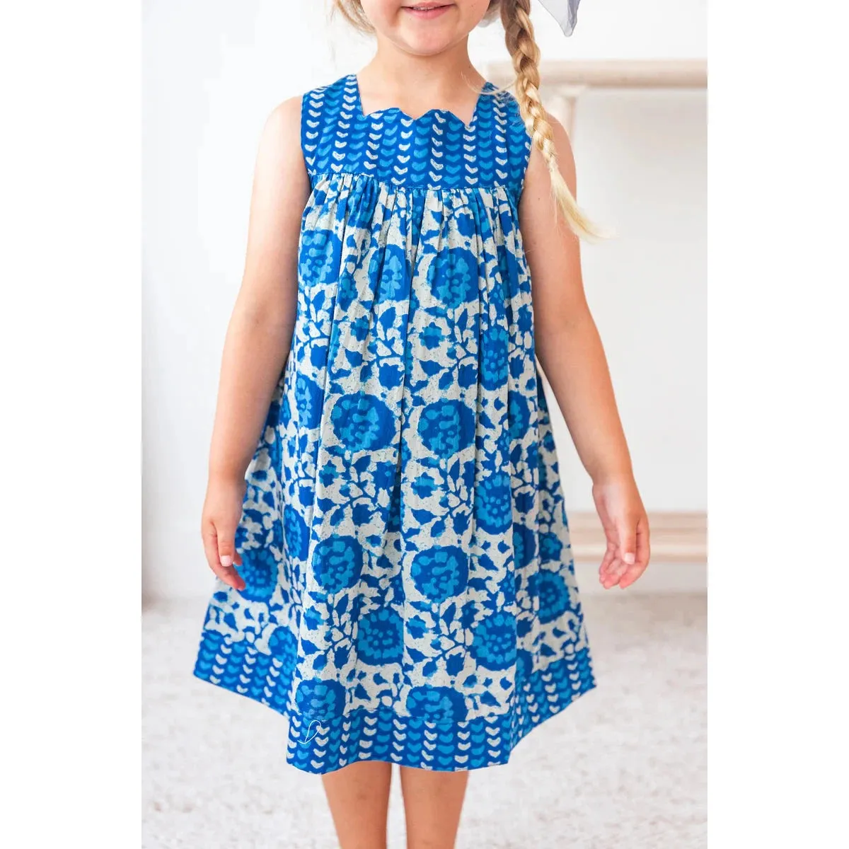 Yo Baby Indigo Floral Printed Dress