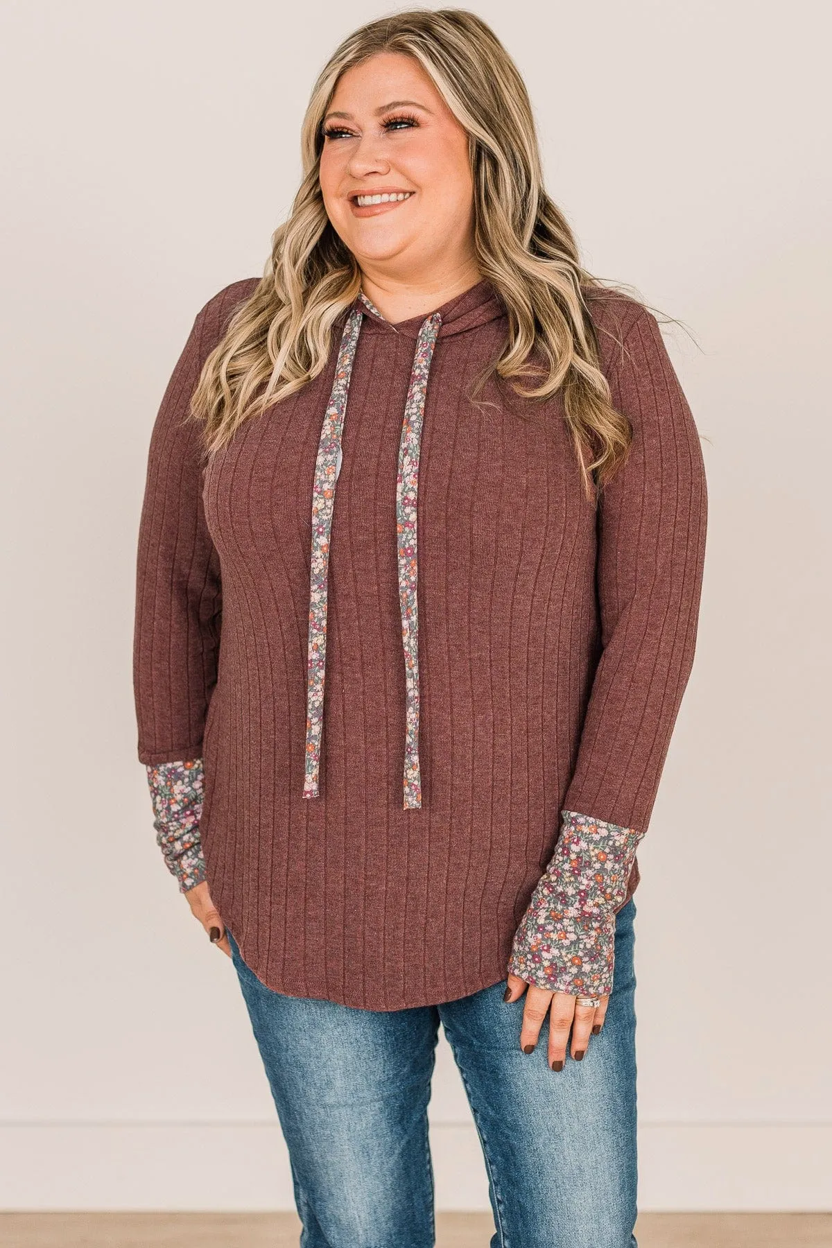 You've Got It Hooded Knit Top- Burgundy