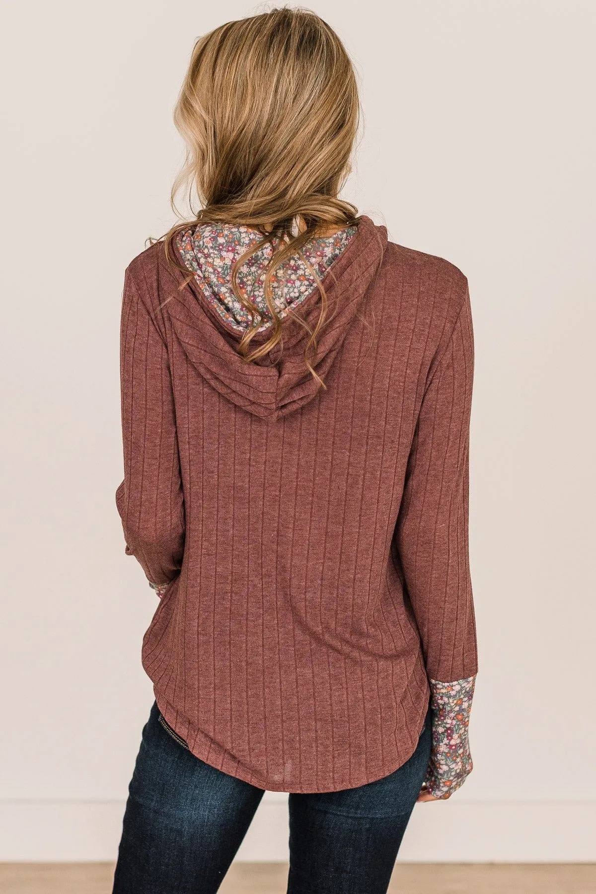 You've Got It Hooded Knit Top- Burgundy