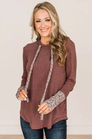 You've Got It Hooded Knit Top- Burgundy
