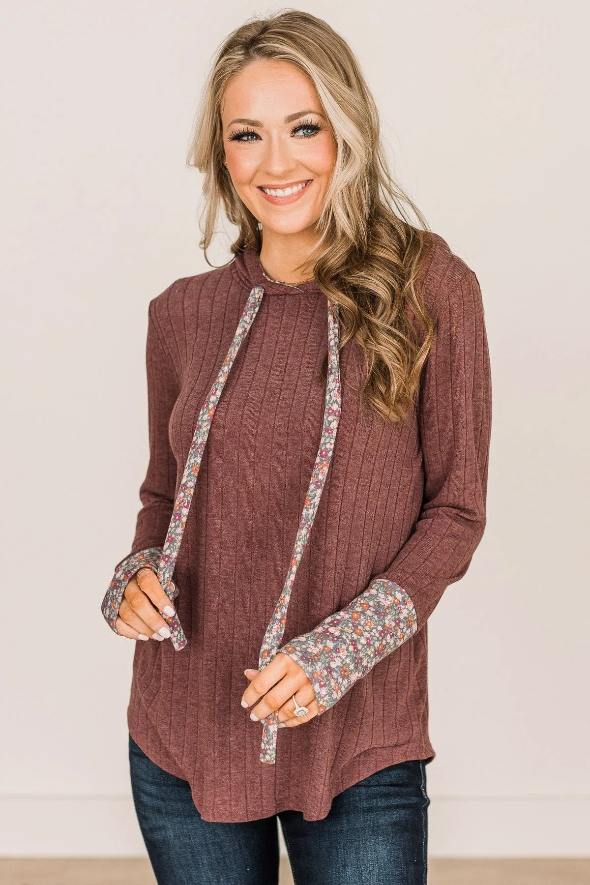 You've Got It Hooded Knit Top- Burgundy