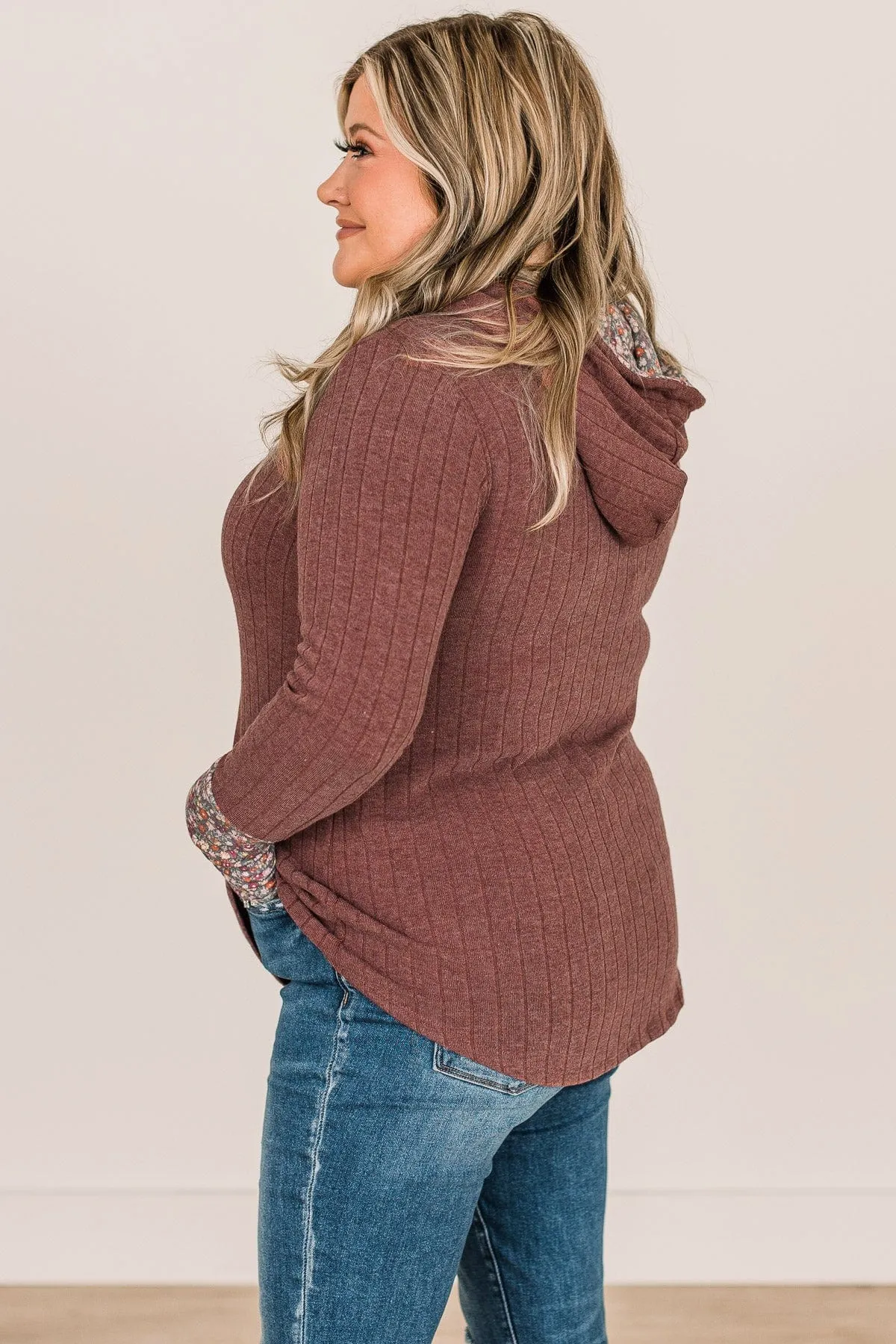 You've Got It Hooded Knit Top- Burgundy