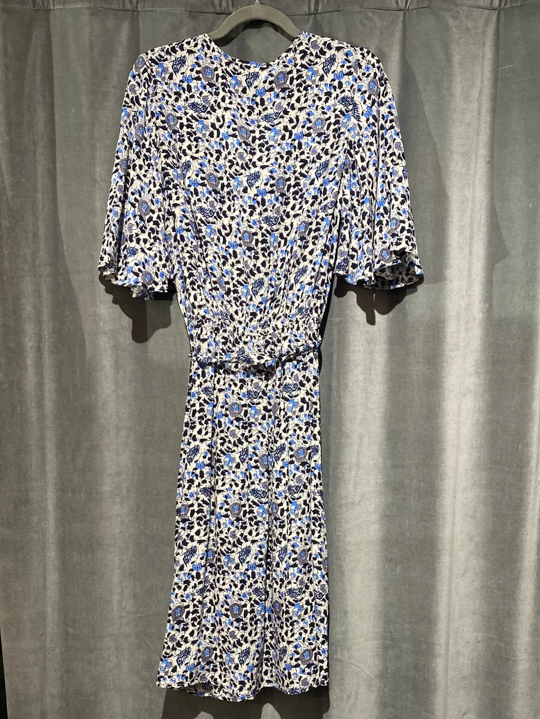 Zadig & Voltaire Blue White and Black Short Sleeve Flowy Dress