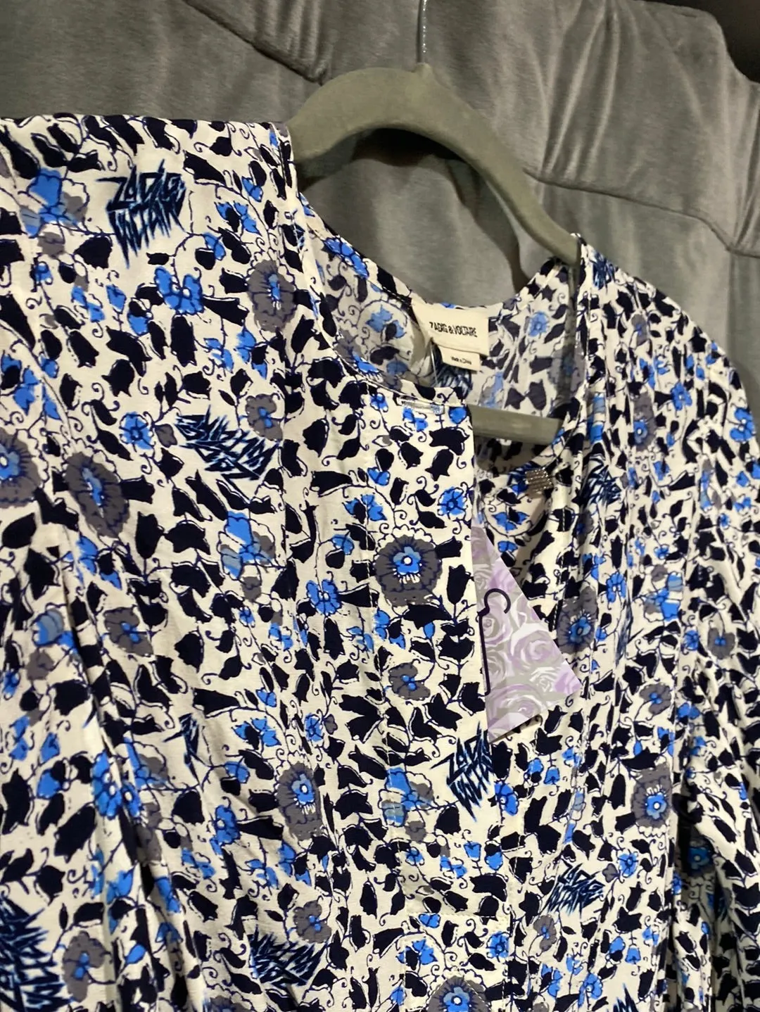 Zadig & Voltaire Blue White and Black Short Sleeve Flowy Dress